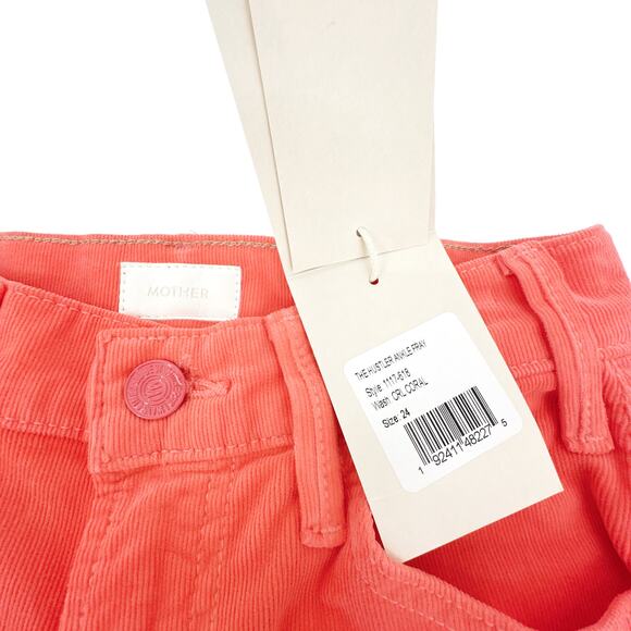 MOTHER The Hustler Ankle Fray Hopscotch Corduroy in Coral 24 - Picture 8 of 14